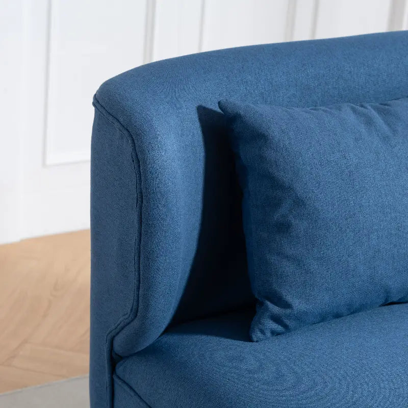 HOMCOM Dark Blue 2 Seater Sofa – Compact Wing Back Fabric Loveseat with Gold Legs