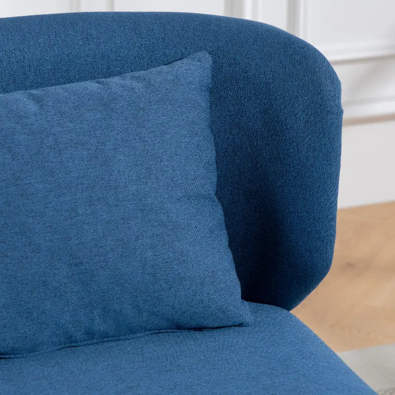 HOMCOM Dark Blue 2 Seater Sofa – Compact Wing Back Fabric Loveseat with Gold Legs