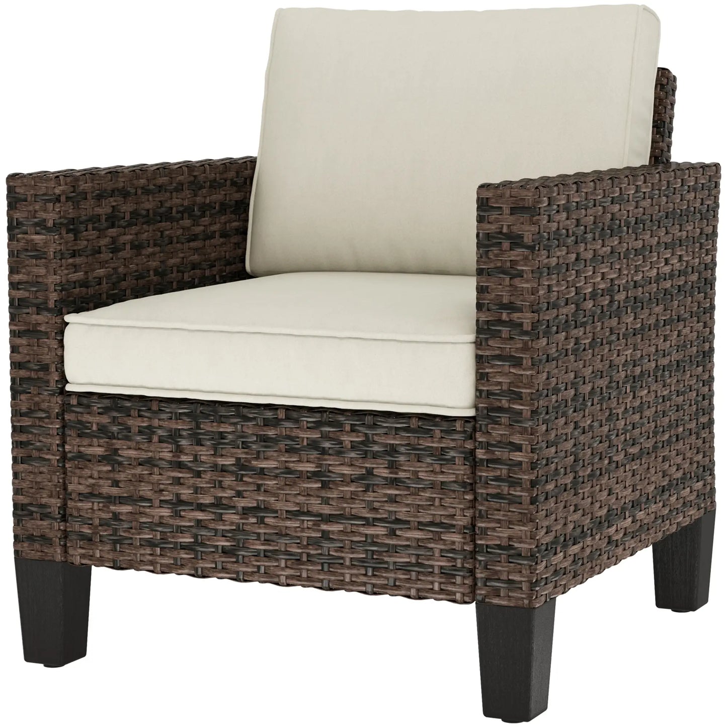 Outsunny Brown Rattan Garden Armchair – Cushioned Outdoor Patio Chair