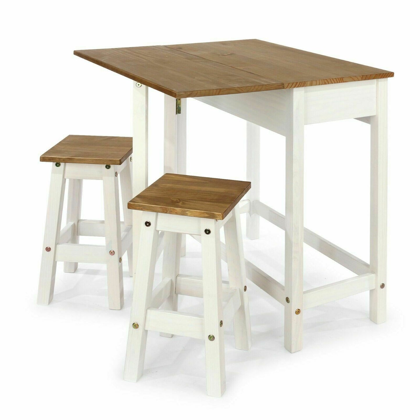 Corona White Drop leaf Table with 2 Stools