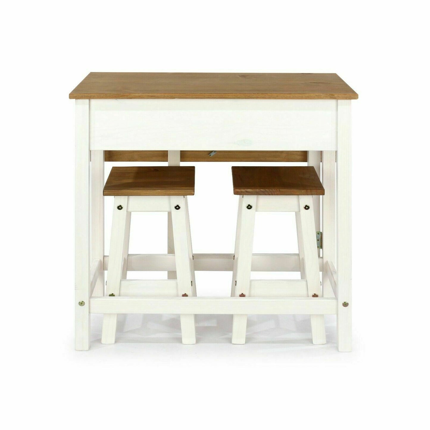 Corona White Drop leaf Table with 2 Stools