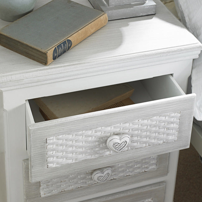 Brittany 3 Drawer Bedside White-Grey