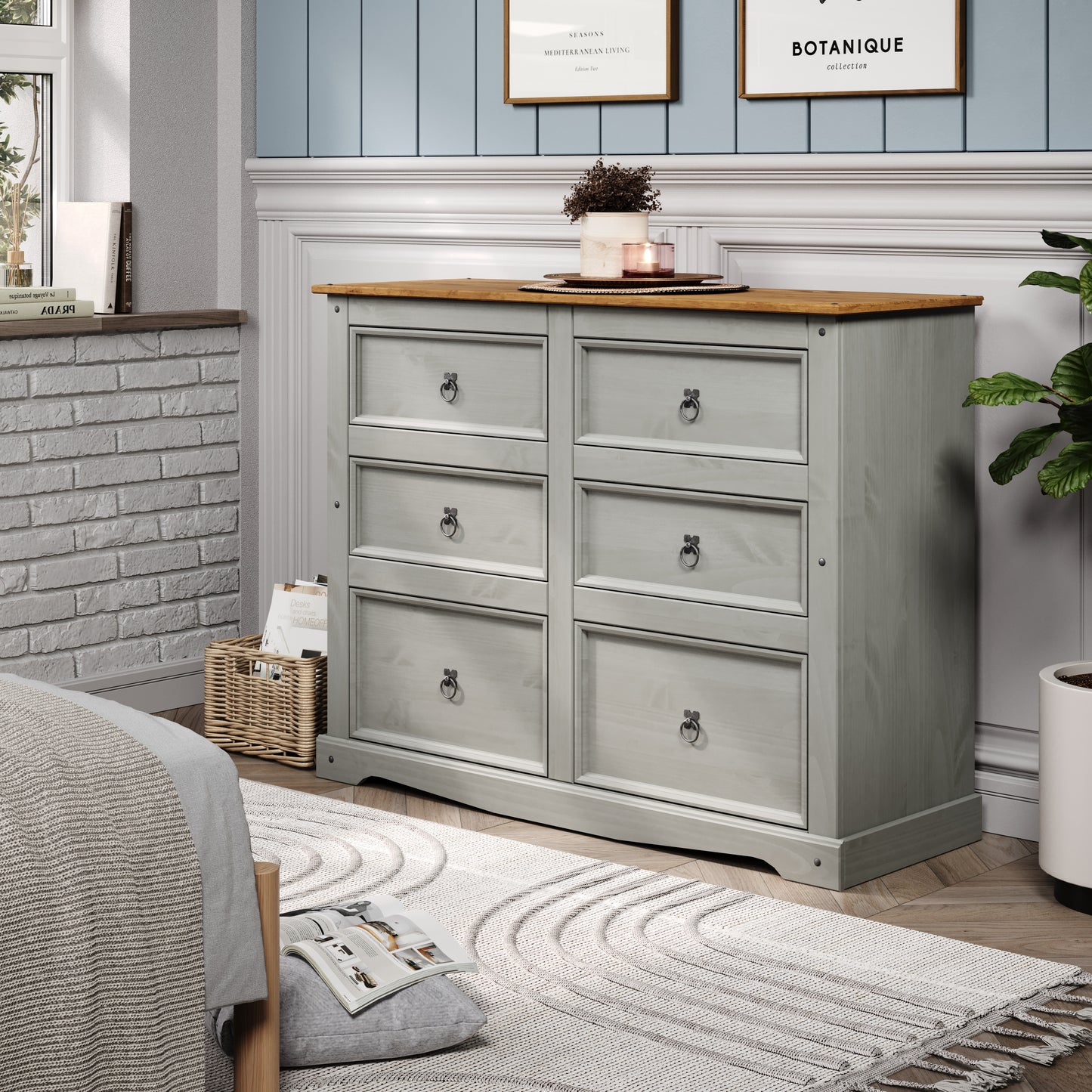 Corona Grey 3+3 Drawer Chest