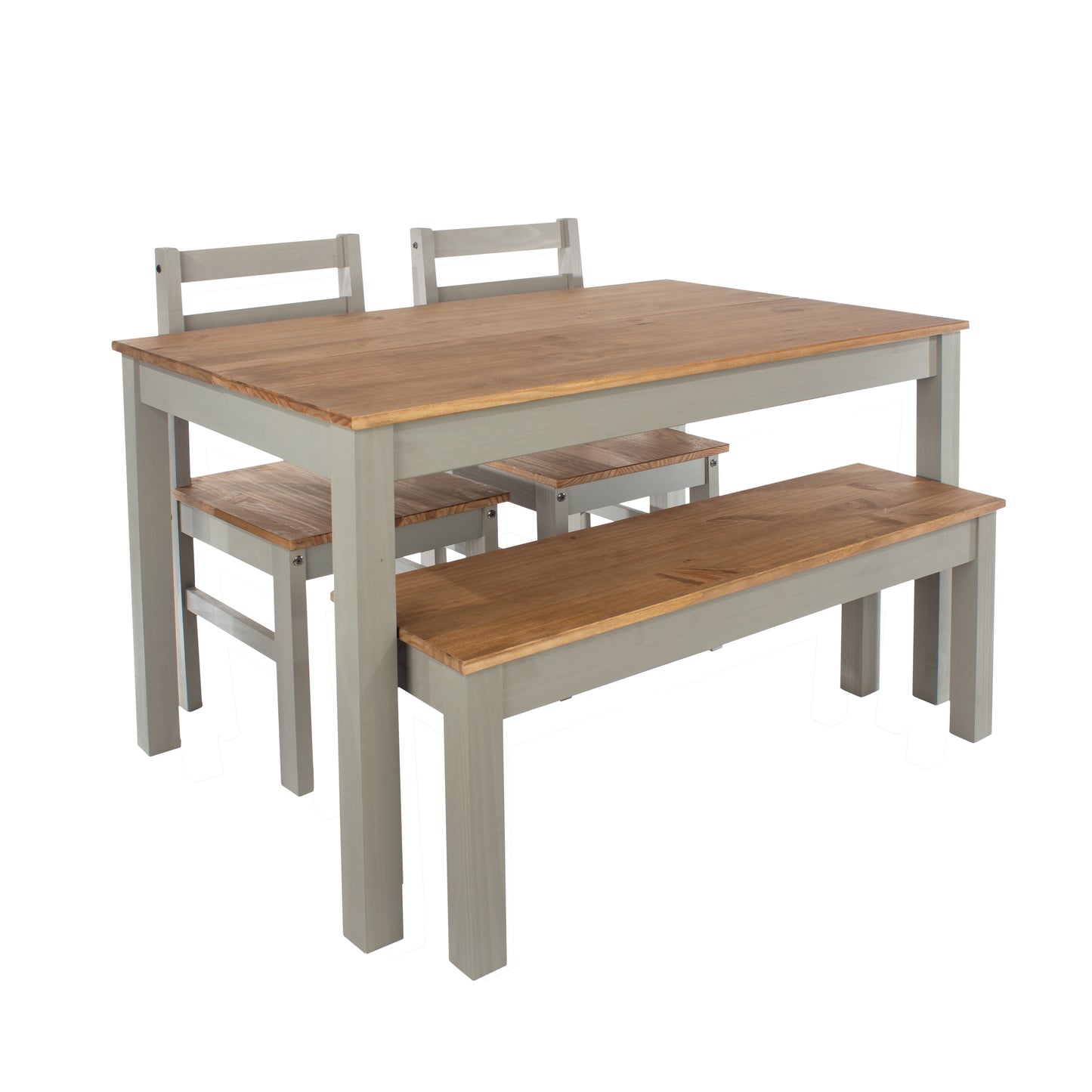 Corona Grey Linea Small Dining Table & Dining Bench & 2 Linea Back Chairs Set