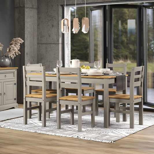 Corona Grey Linea Large Dining Table & 6 Linea Back Chairs Set