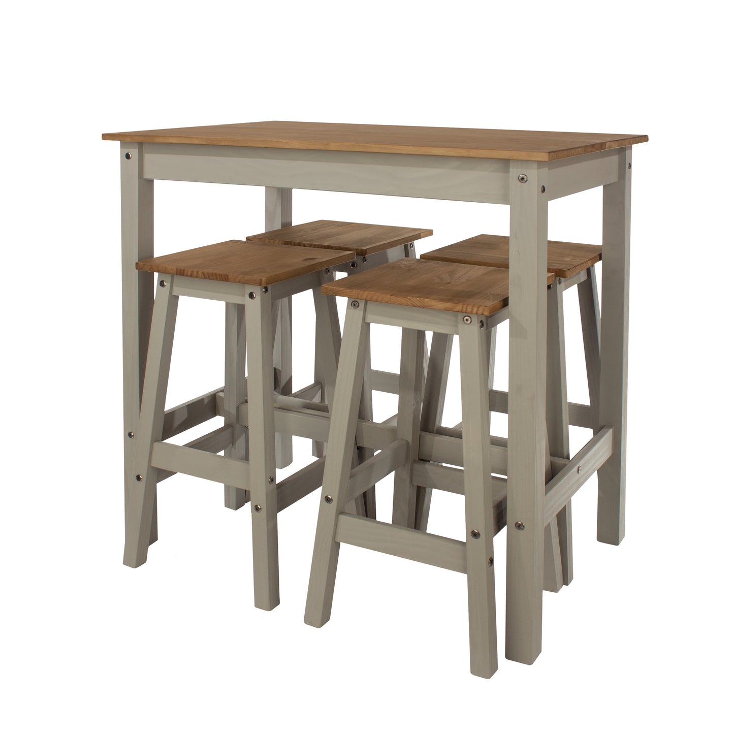 Corona Grey Linea Breakfast Table & 4 High Stool Set