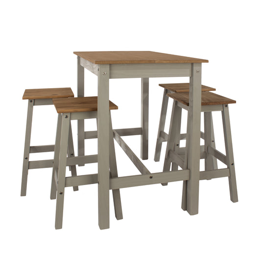 Corona Grey Linea Breakfast Table & 4 High Stool Set