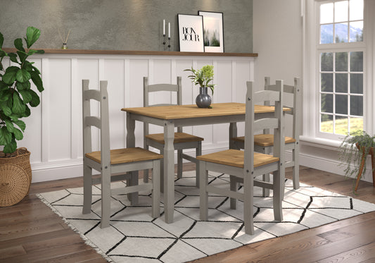 Corona Grey Rectangular Large Dining Table & 4 Chair Set