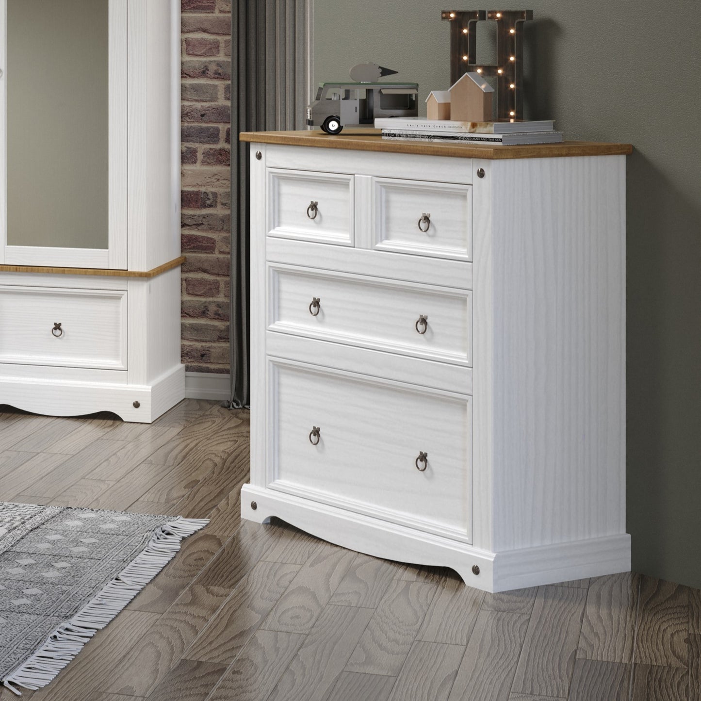 Corona White 2+2 Drawer Chest