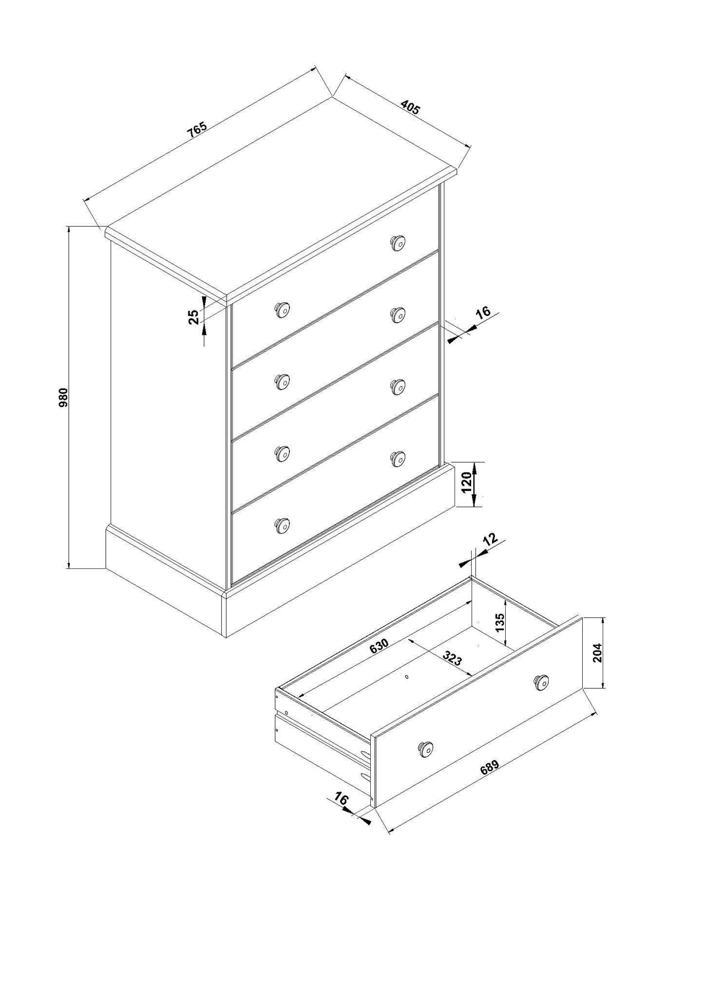 Cotswold 4 Drawer Chest