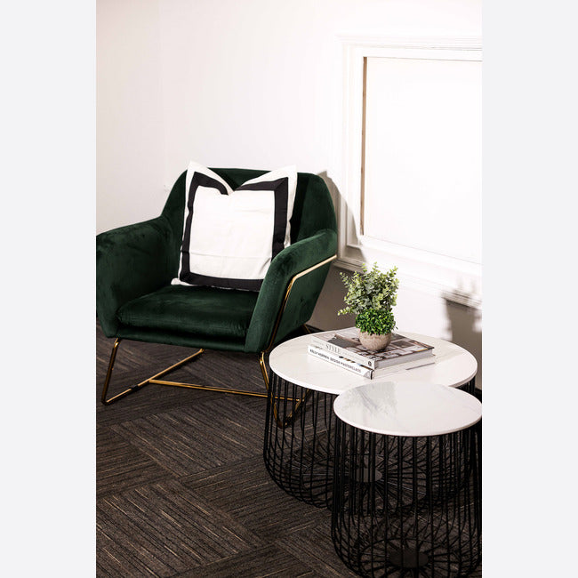 Charles Racing Green Velvet Accent Chair with Gold Metal Legs - a Leisure Armchair