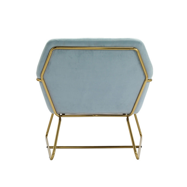 Charles Sky Blue Velvet Accent Chair with Gold Metal Legs - a Leisure Armchair