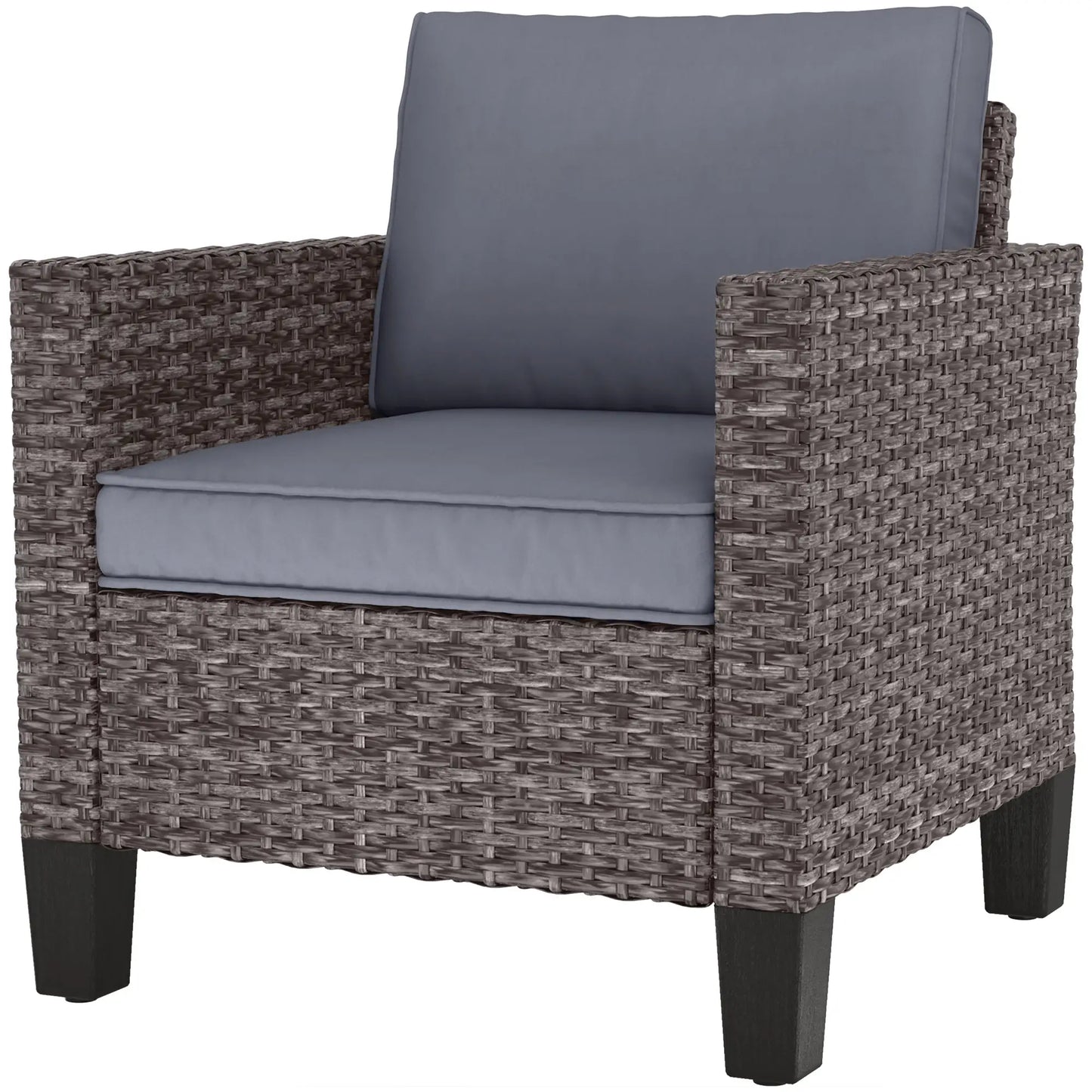 Outsunny Mixed Grey Rattan Garden Armchair – Cushioned Outdoor Lounge Chair