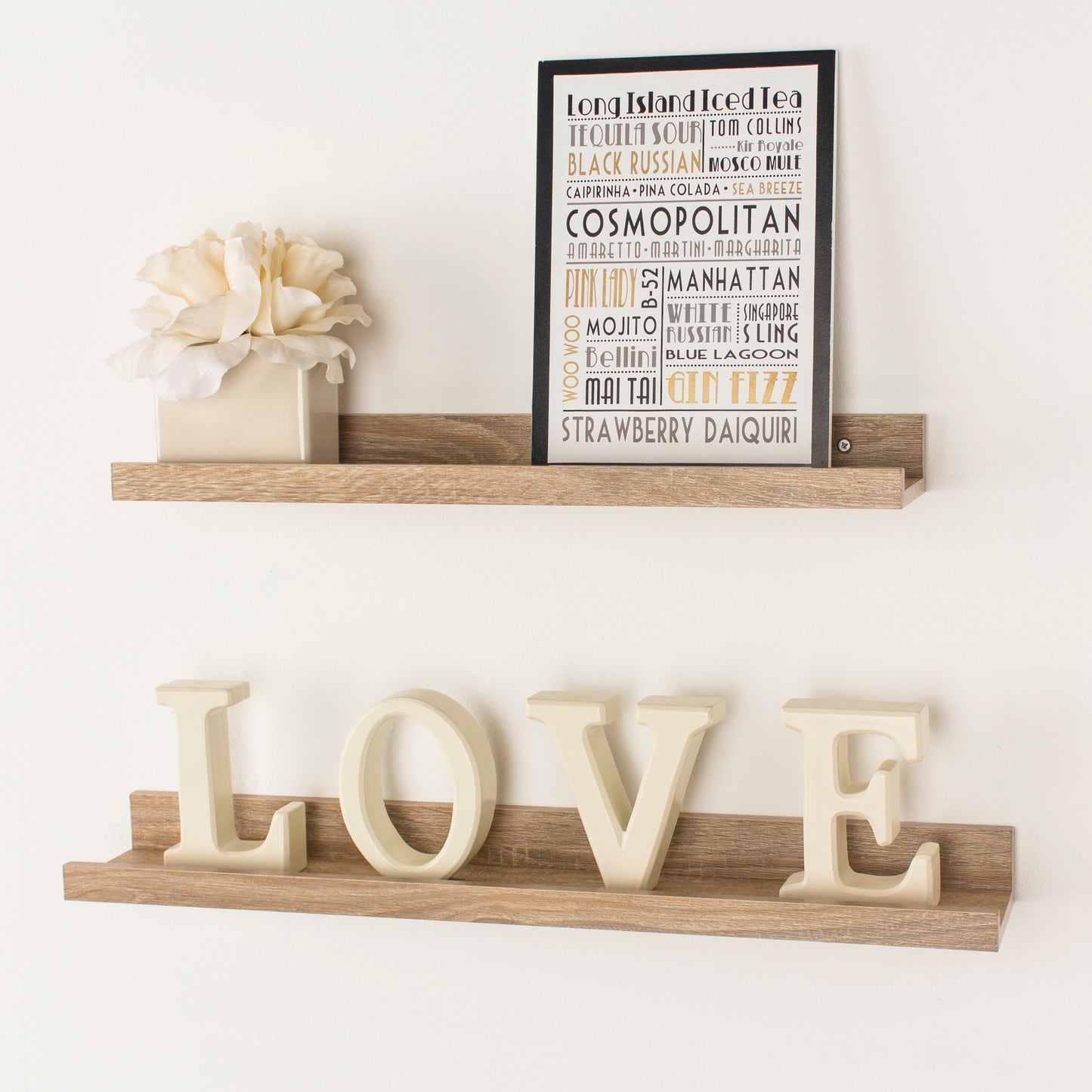 Dura 48cm Oak Effect Floating Picture Ledge Shelf Wall Mounted Display Shelf