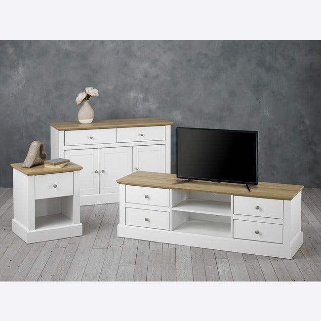 Devon Country Style TV Unit in White & Oak