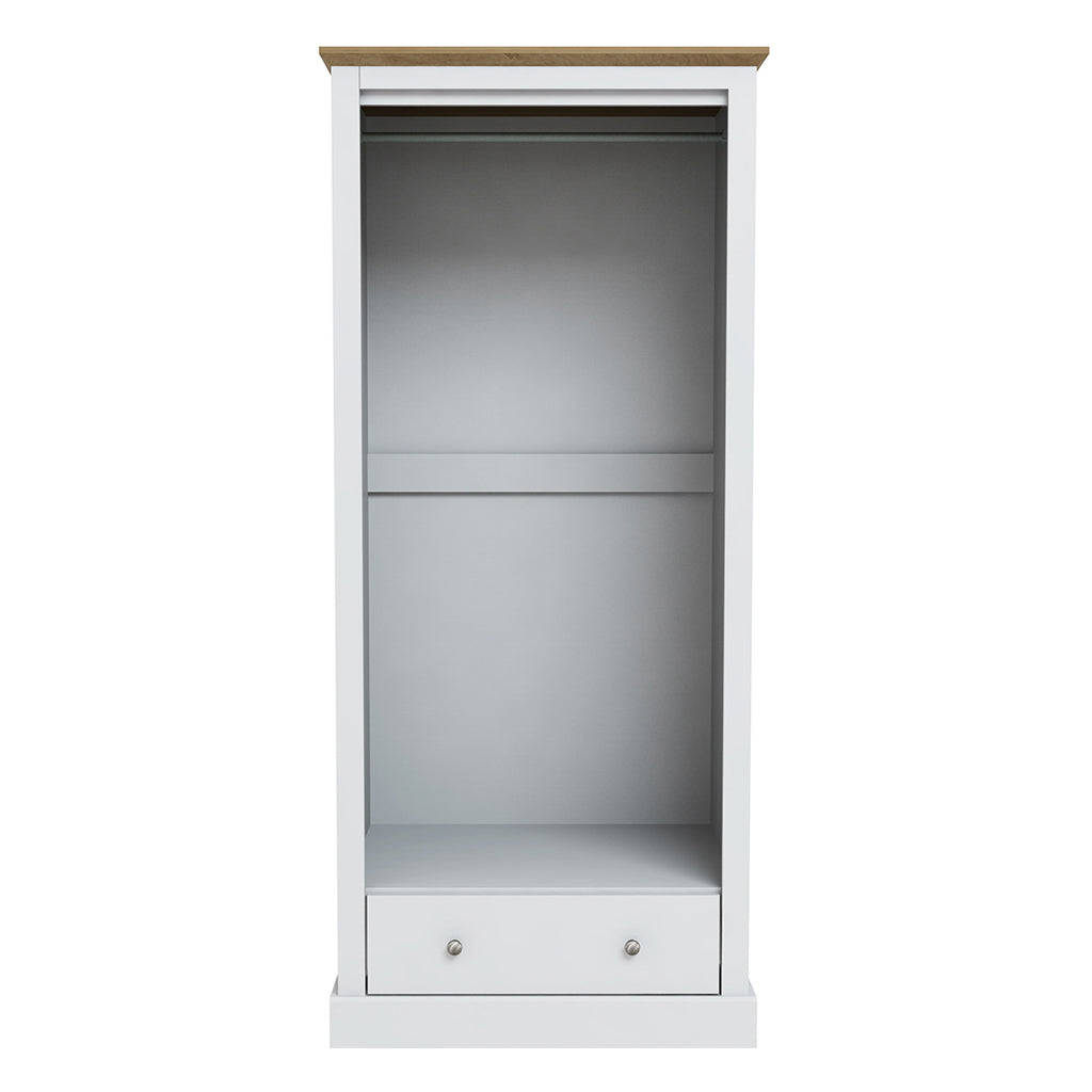Devon 2 Door and 1 Drawer Wardrobe White and Oak