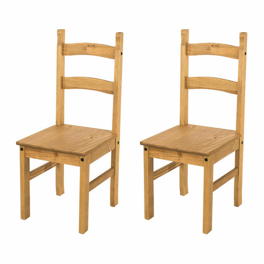 Corona Pair of Solid Pine Dining Chairs