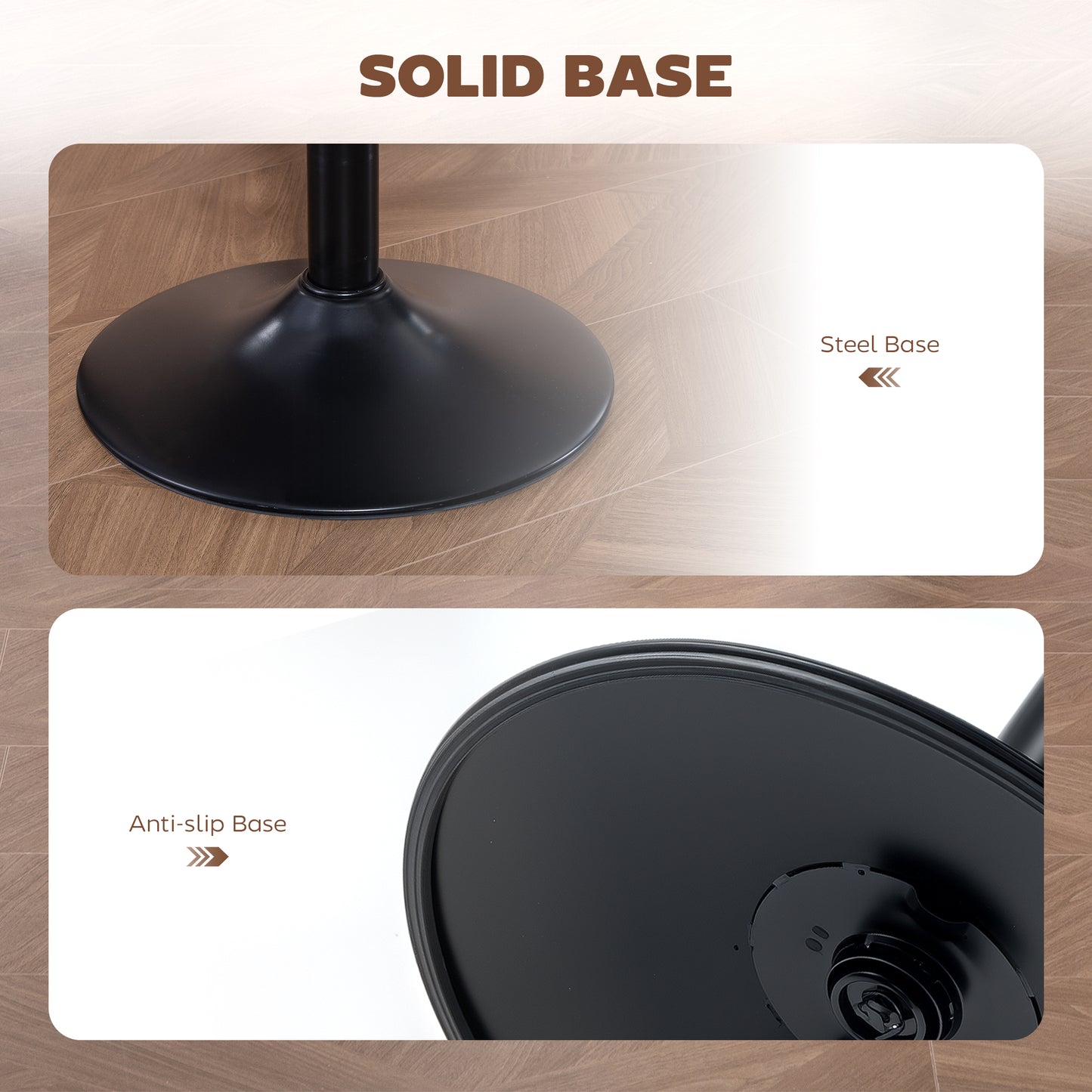 Faux Leather Bar Stools - Set of Two (x2) in Brown