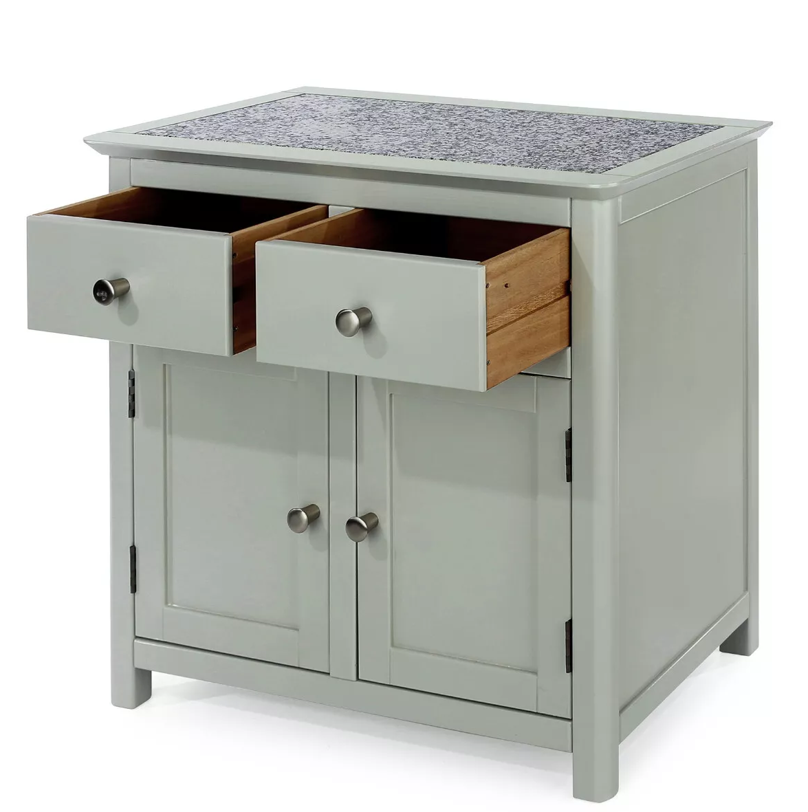 Grey Sideboard 2 Doors & 2 Drawers Hardwearing with Real Stone Top