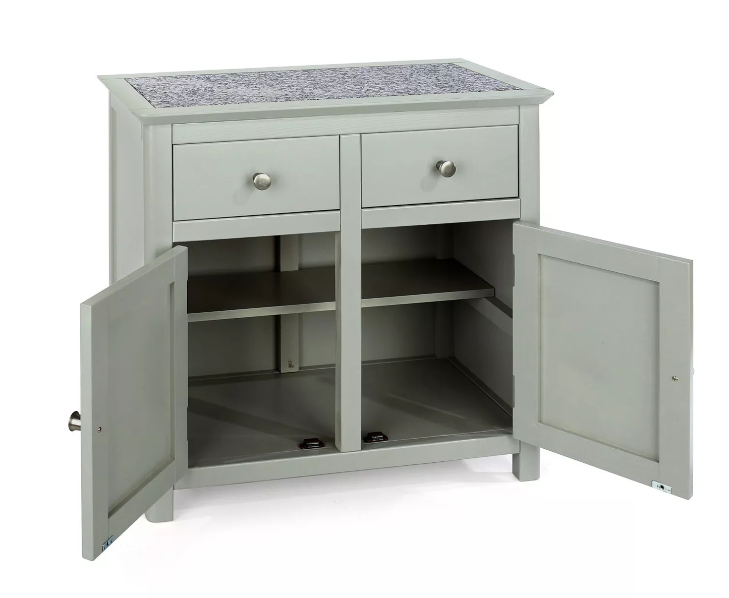 Grey Sideboard 2 Doors & 2 Drawers Hardwearing with Real Stone Top