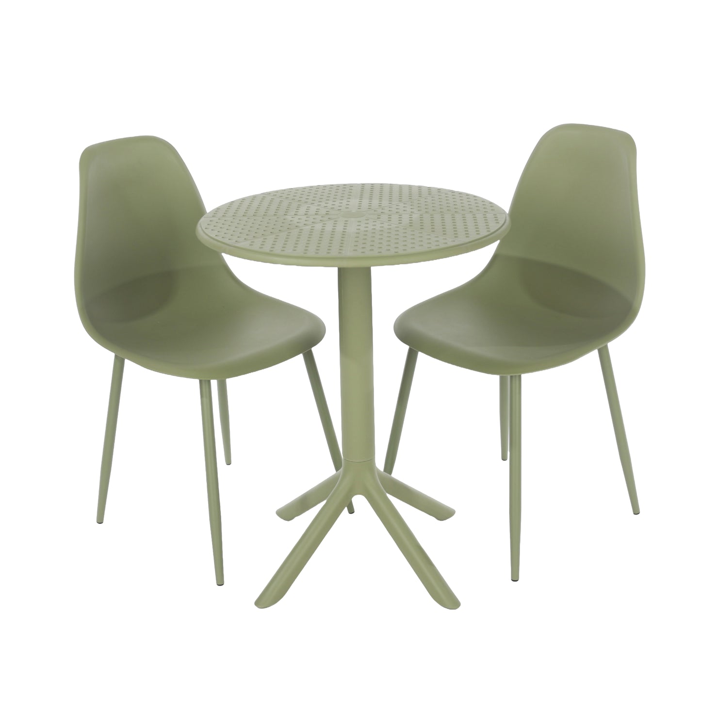 Remini Garden Moss Green 3 Piece Cala Bistro Table & 2 Chair Outdoor Set