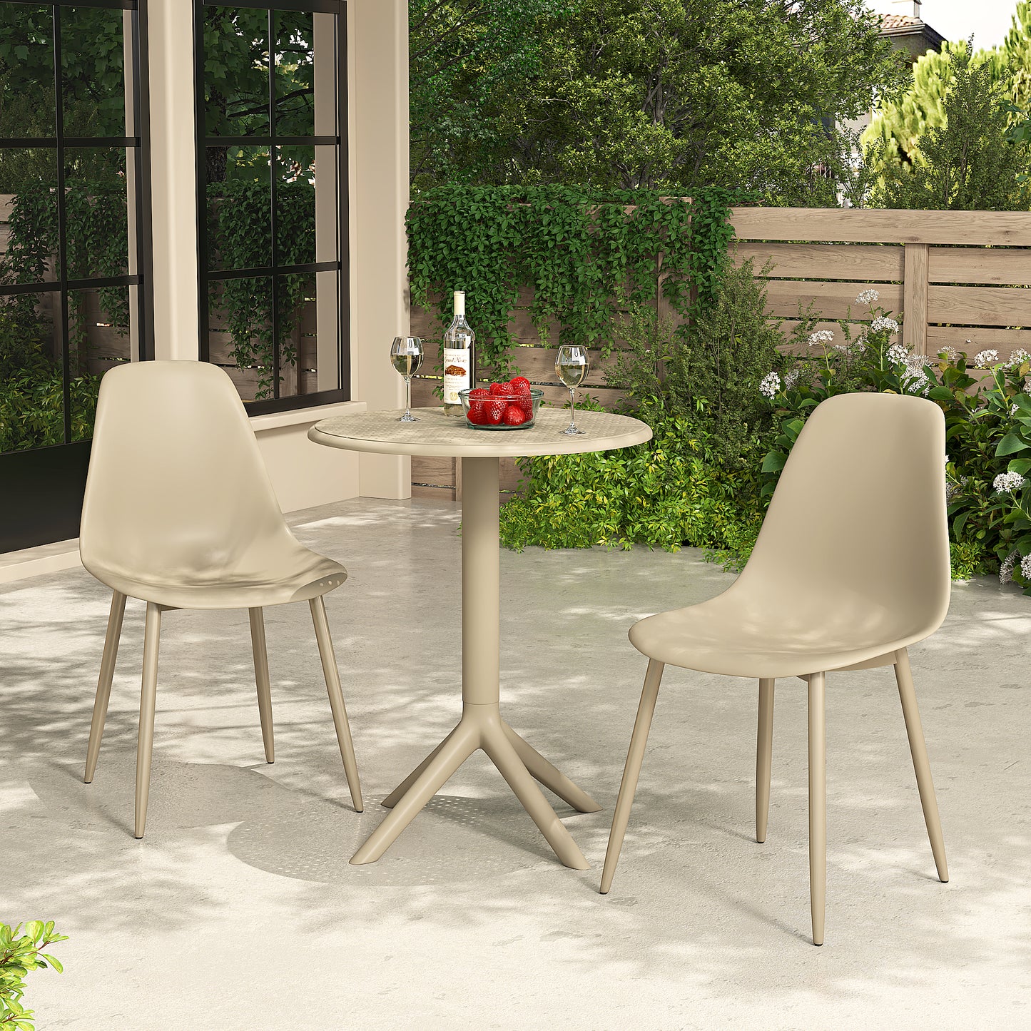 Remini Garden Natural Sand 3 Piece Cala Bistro Table & 2 Chair Outdoor Set