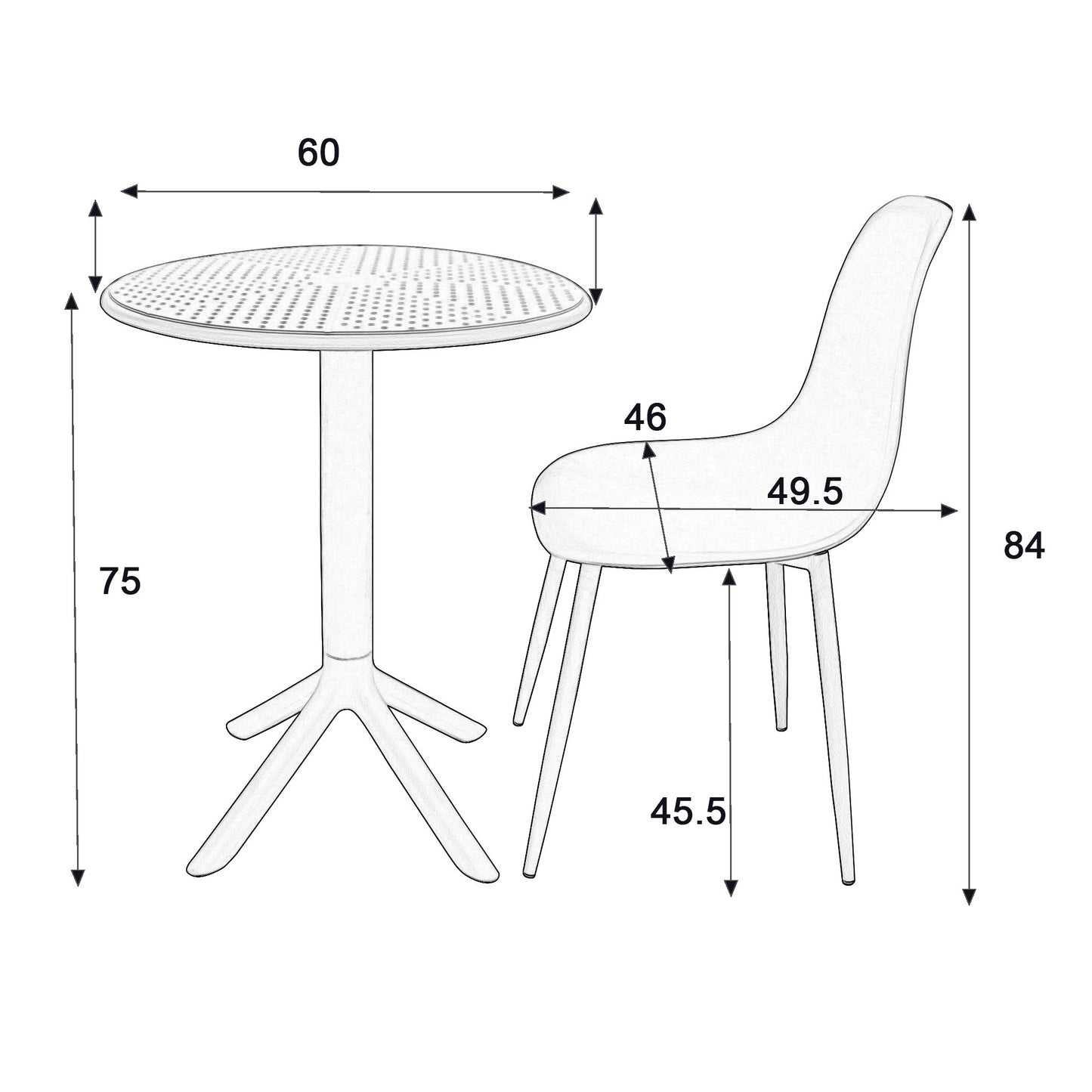 Remini Garden Moss Green 3 Piece Cala Bistro Table & 2 Chair Outdoor Set