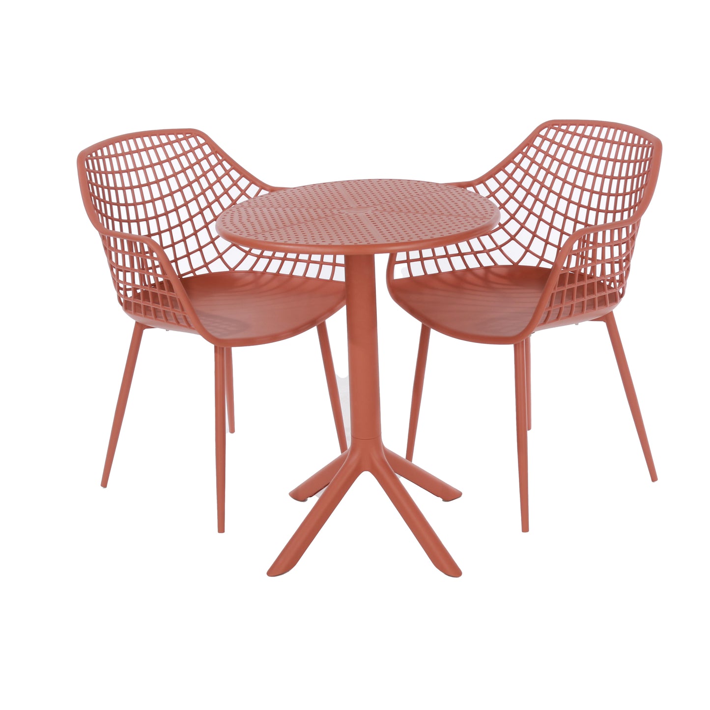 Remini Garden Terracotta 3 Piece Lattice Bistro Table & 2 Armchair Outdoor Set