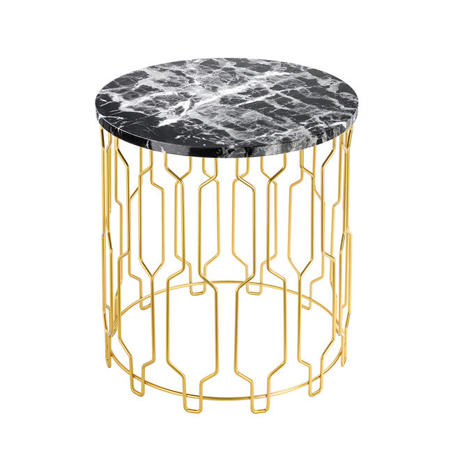 Grace End/Lamp Table Black Marble Effect Top