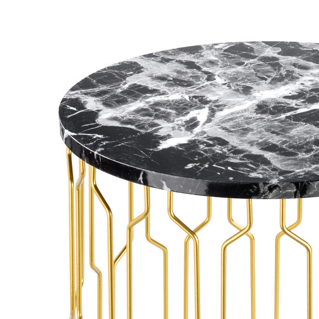 Grace End/Lamp Table Black Marble Effect Top