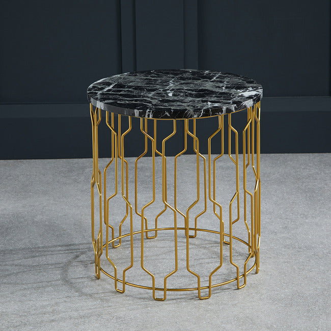 Grace End/Lamp Table Black Marble Effect Top