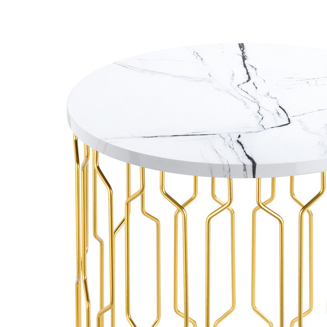 Grace End/Lamp Table White Marble Effect Top