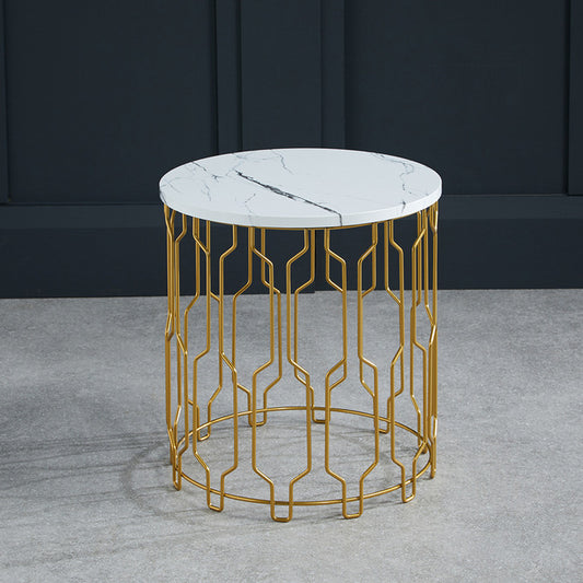 Grace End/Lamp Table White Marble Effect Top