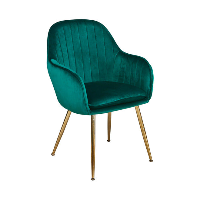 Lara Velvet Dining Chairs (Pair) with Gold Legs - Blue, Green, Pink or Yellow