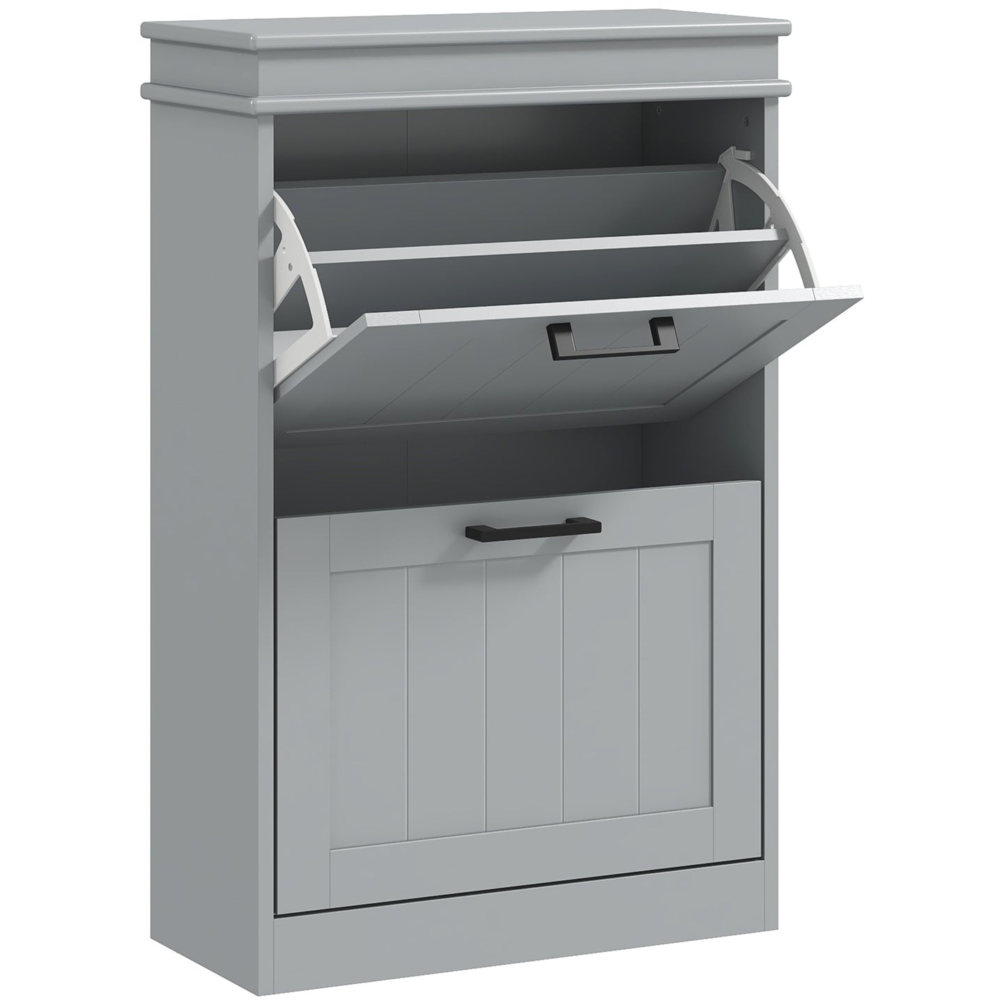 HOMCOM Slim Shoe Cabinet – 2 Drawer Storage Unit for 10 Pairs, Grey