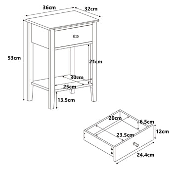 Henley Oak Effect 1 drawer bedside cabinet