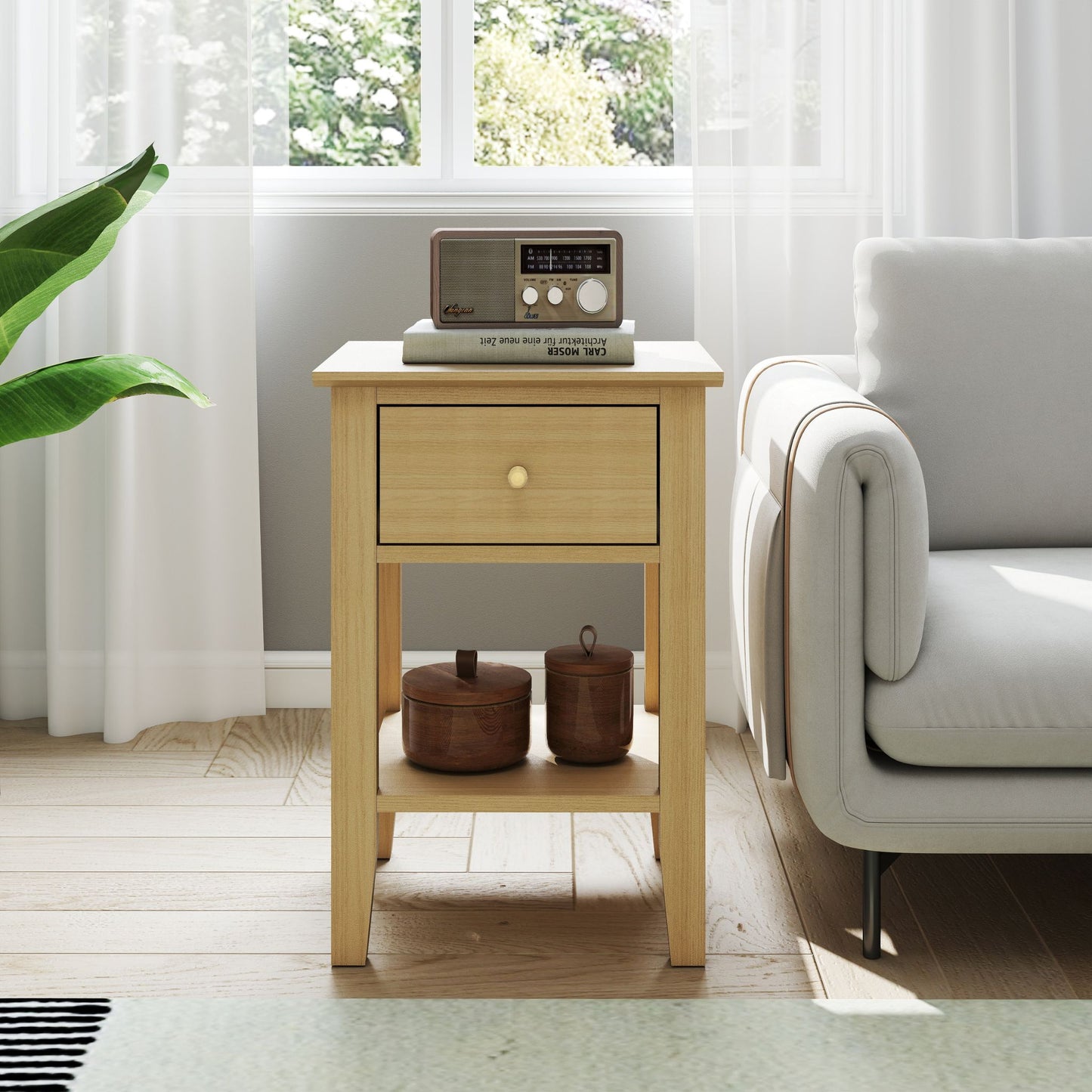 Henley Oak Effect 1 drawer bedside cabinet