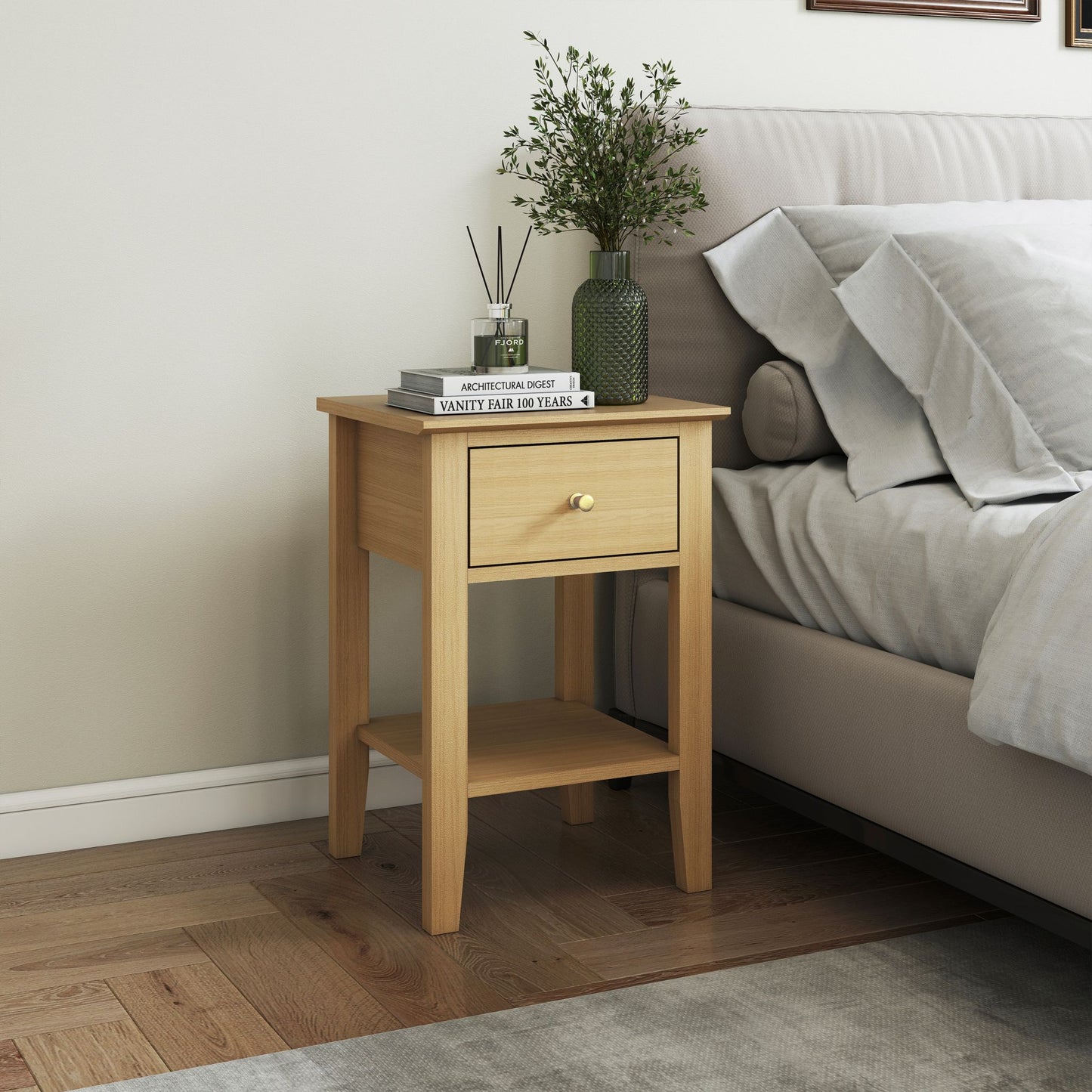 Henley Oak Effect 1 drawer bedside cabinet