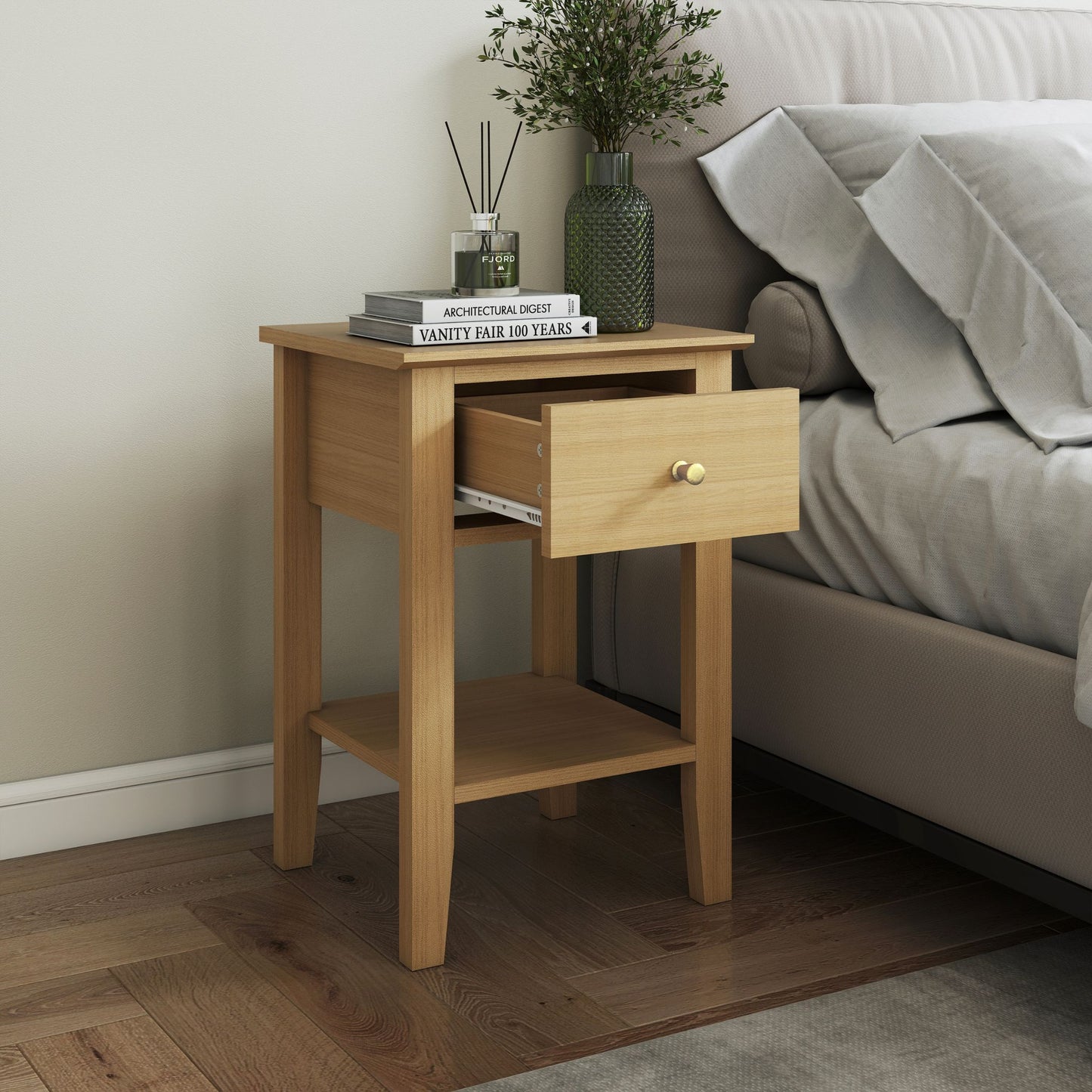 Henley Oak Effect 1 drawer bedside cabinet
