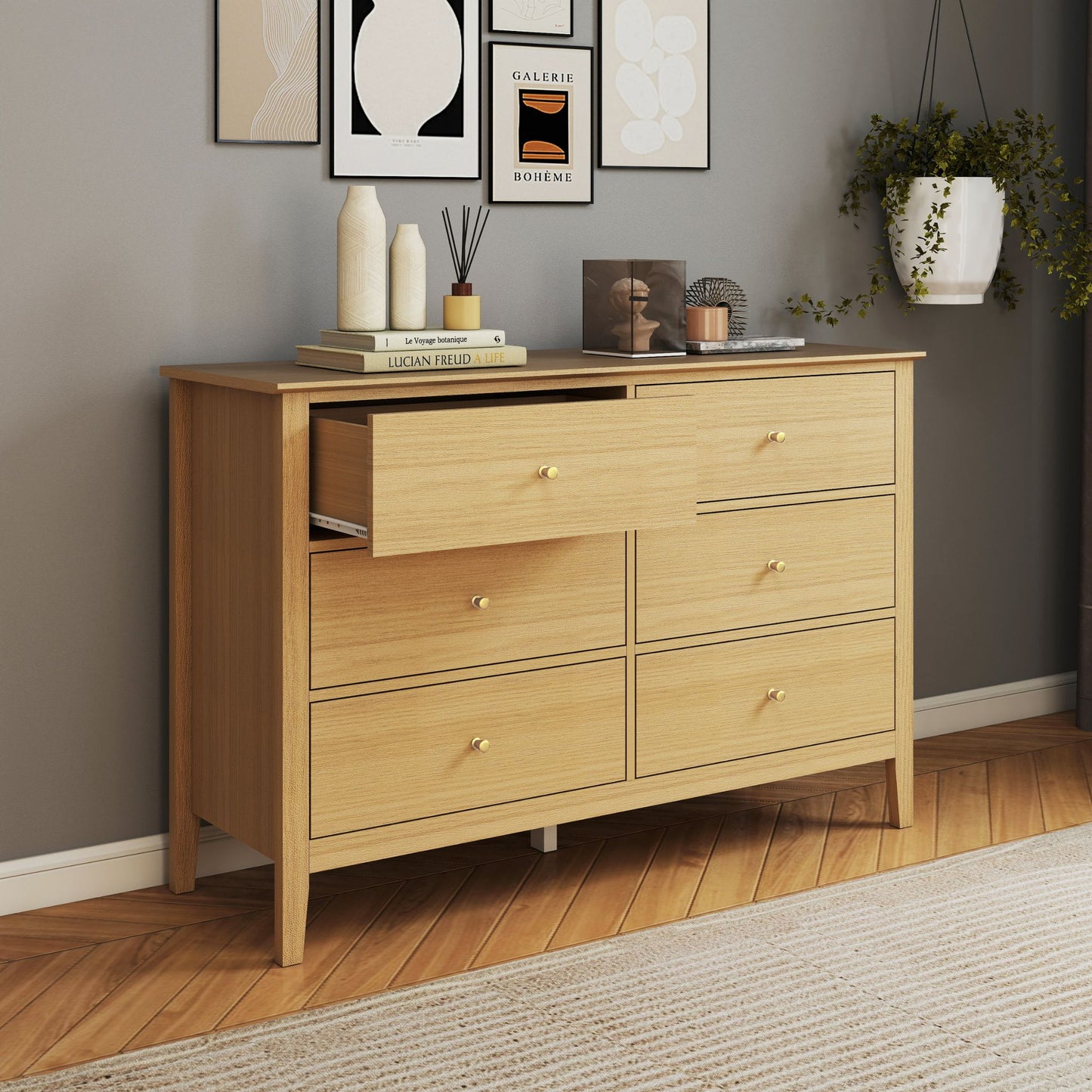 Henley Oak Effect 3+3 (wide) Chest of Drawers