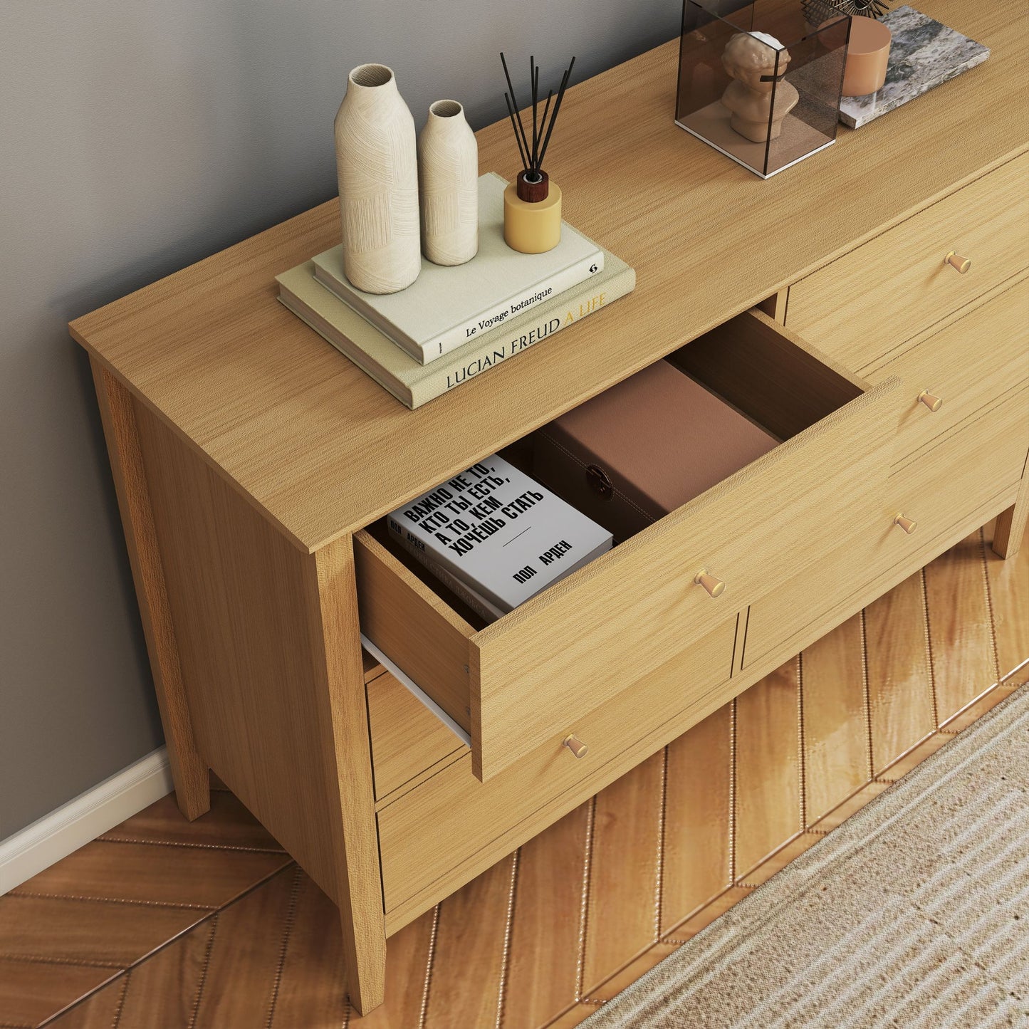 Henley Oak Effect 3+3 (wide) Chest of Drawers