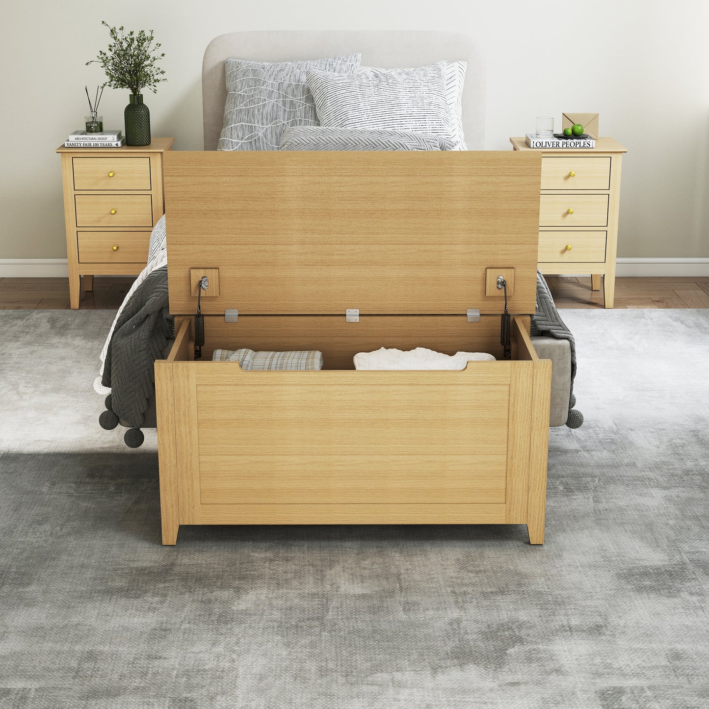 Henley Oak Effect Ottoman Storage Trunk