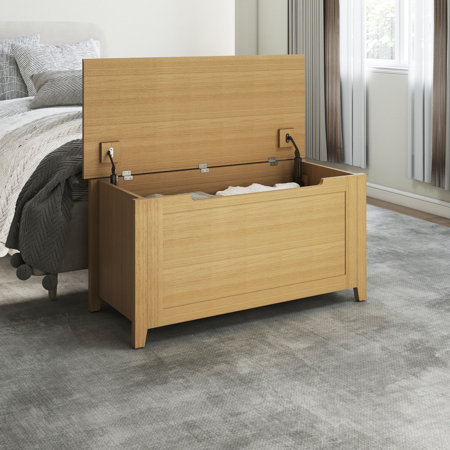 Henley Oak Effect Ottoman Storage Trunk