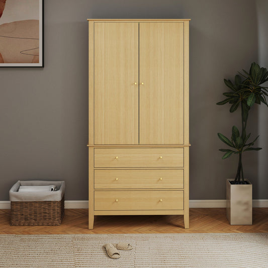 Henley Oak Effect 2 Door, 3 Drawer Wardrobe