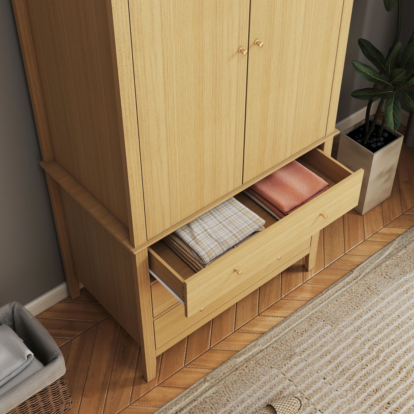 Henley Oak Effect 2 Door, 3 Drawer Wardrobe