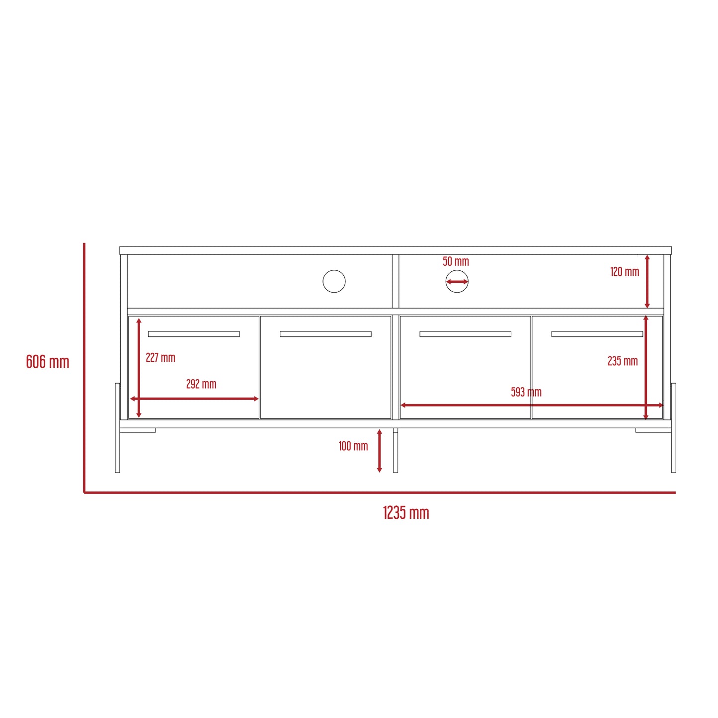 Harvard Wide Screen TV Rack with 4 Doors