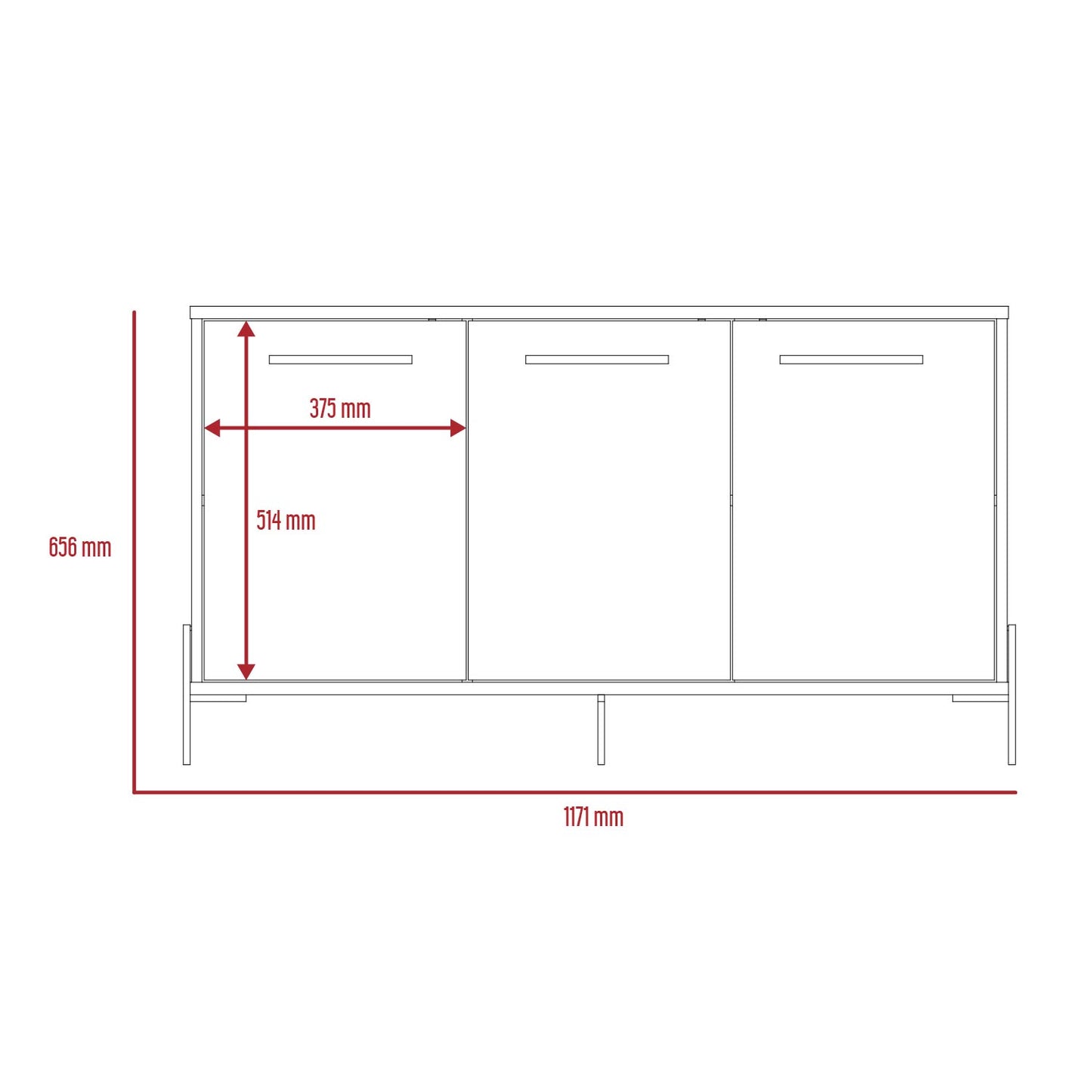 Harvard Medium Sideboard with 3 Doors