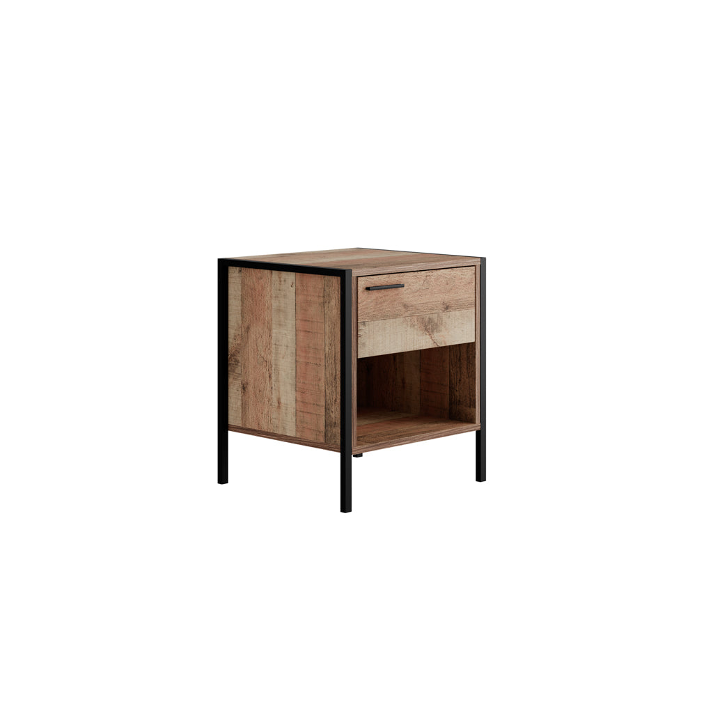 Hoxton Bedside Cabinet Table Distressed Oak Effect