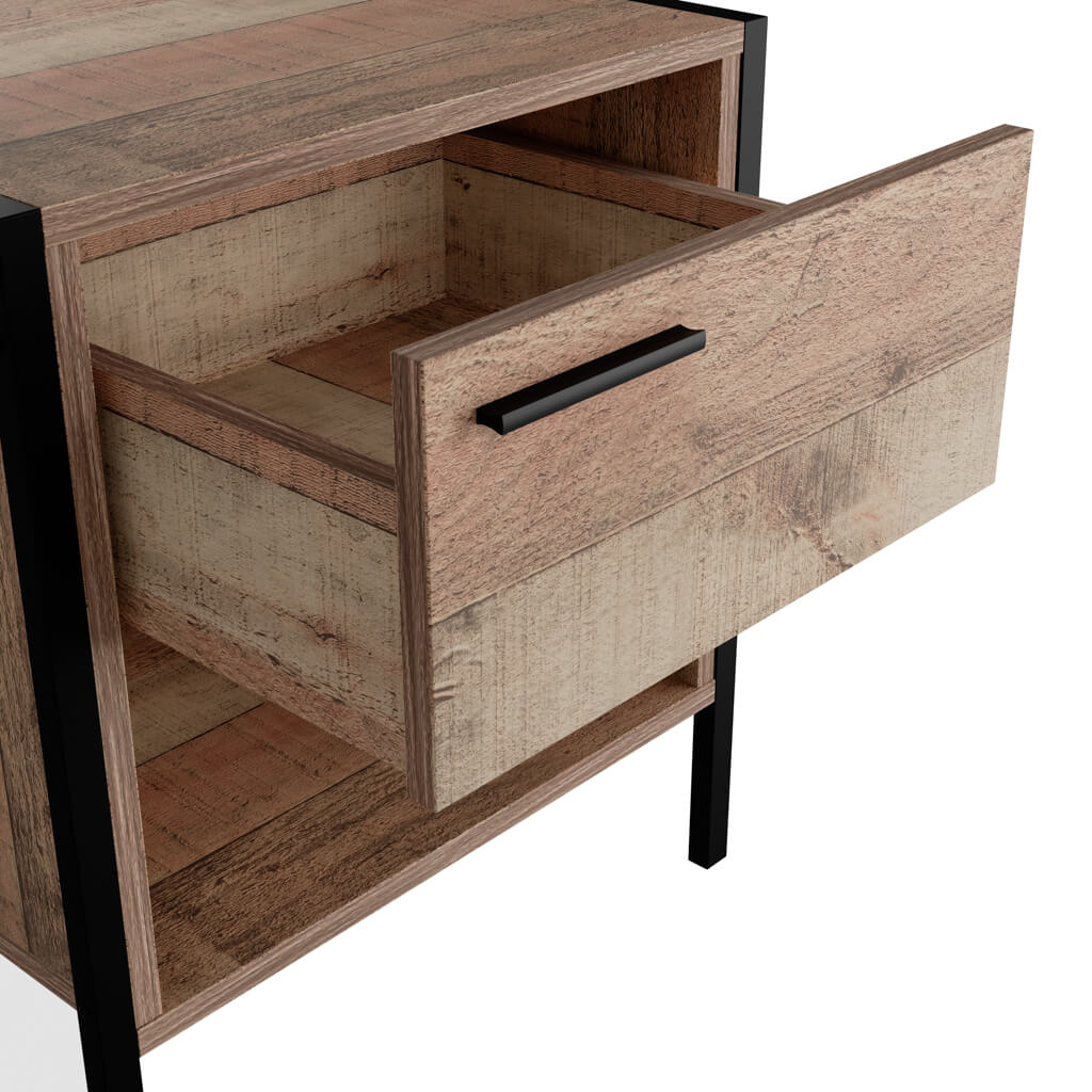 Hoxton Bedside Cabinet Table Distressed Oak Effect