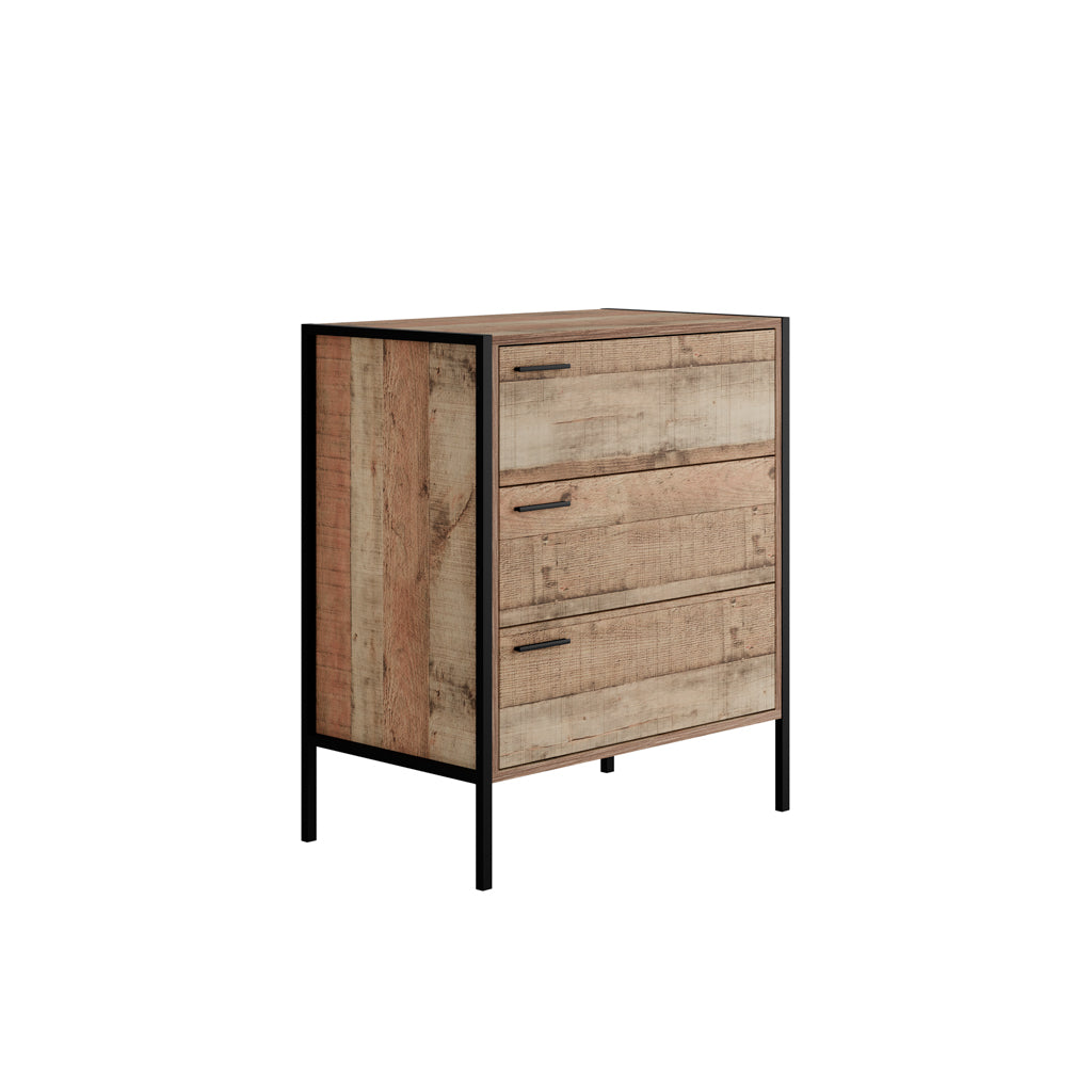 Hoxton Urban Rustic Bedroom Furniture Metal Frames - Chest of Drawers, Bedframe